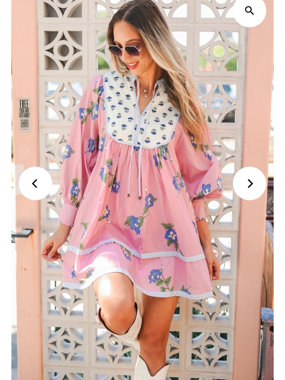 Nwt Boho Desert Bloom Pink Floral Babydoll Dress Festival Coastal Cowgirl Yoke - Picture 3 of 12